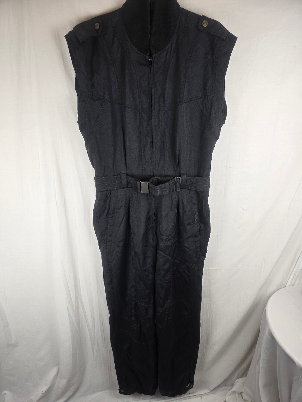 Killy Sleeveless Black Utility Jumpsuit with Belt Ski Suit Sz M-L